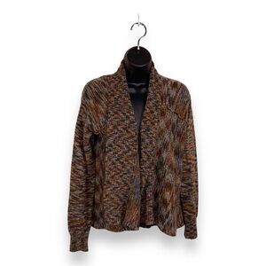 MEDIUM SONOMA BEIGE PRINT KNIT SWEATER LONG SLEEVE OPEN FRONT